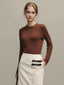 BETH woolen wave neck knit_brown