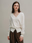 SALENA wool v neck cardigan_white