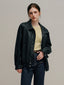 POTEAU detachable vest eco leather bomber jacket_black