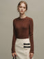 BETH woolen wave neck knit_brown